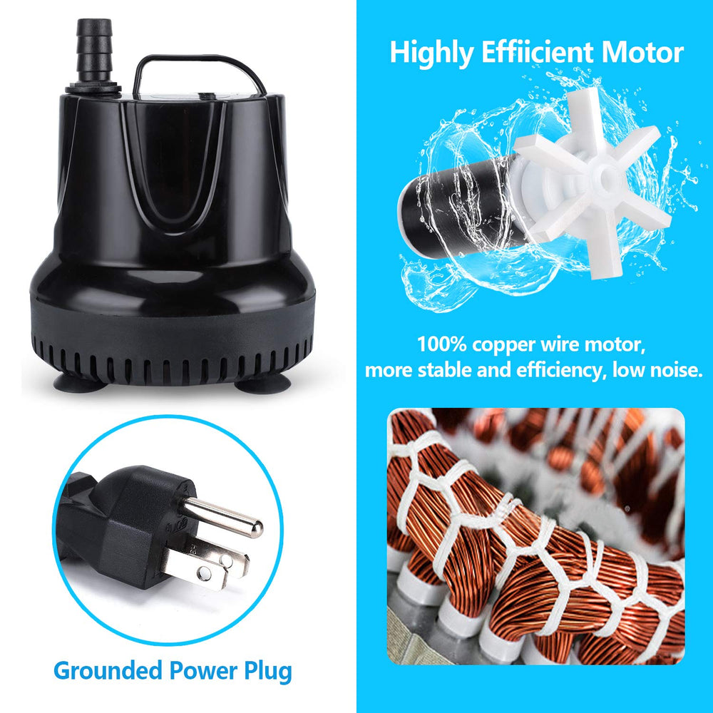 CWKJTOP fountain pump in use in an aquarium creating a gentle current.