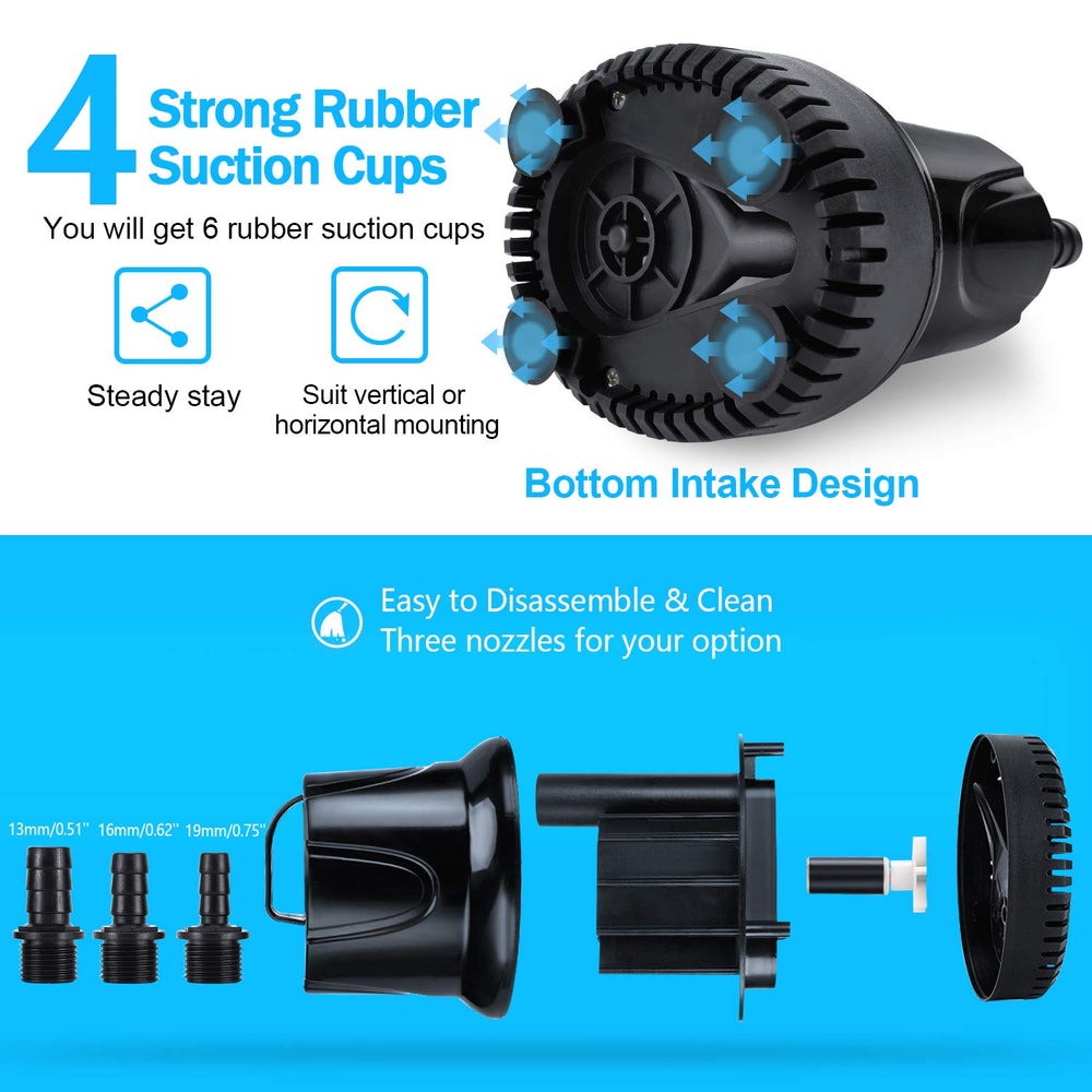 CWKJTOP fountain pump nozzles with three size options for adjustable spray.