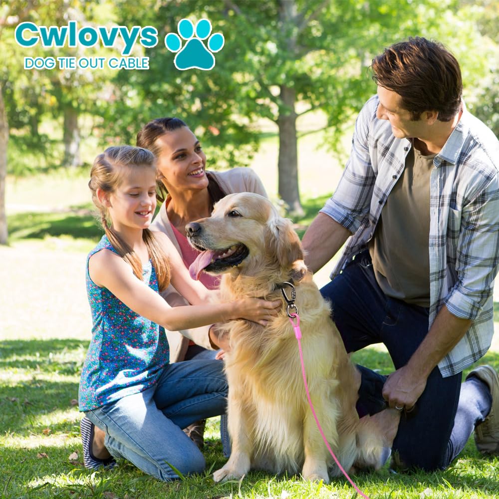 Cwlovys dog tie out cable chew-proof end caps minimize chewing damage.