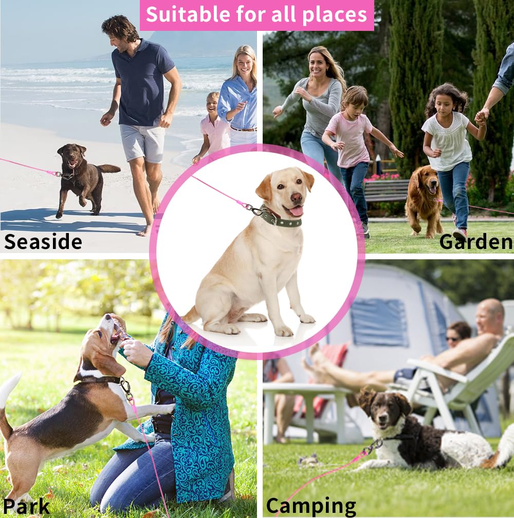 Cwlovys dog tie out cable weatherproof coating resists rust and rain.