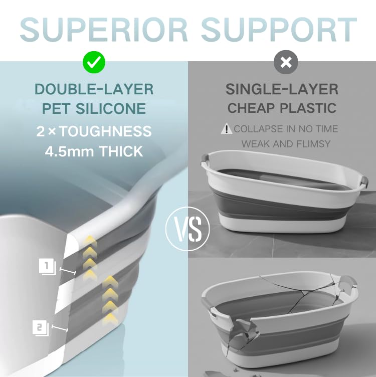 Cyanoe collapsible pet bathtub with handle groove for easy carrying during bath time.