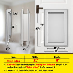CYBERGATE sliver dog door cutout 12.2x18 demonstrates perfect exterior fit