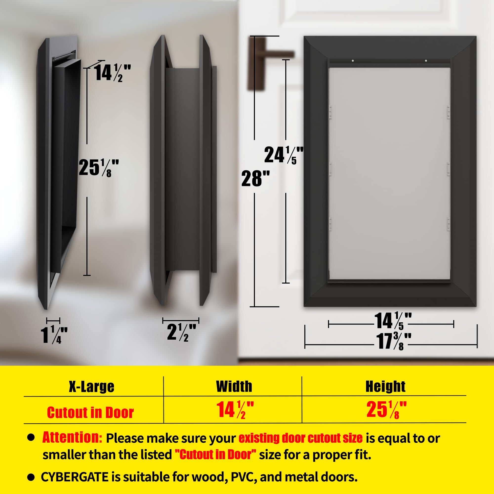 CYBERGATE X-Large door flap closeup shows a durable, replaceable flap for comfort.