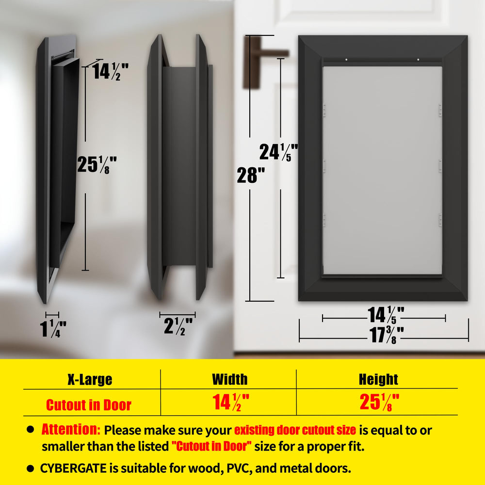 CYBERGATE X-Large door flap closeup shows a durable, replaceable flap for comfort.