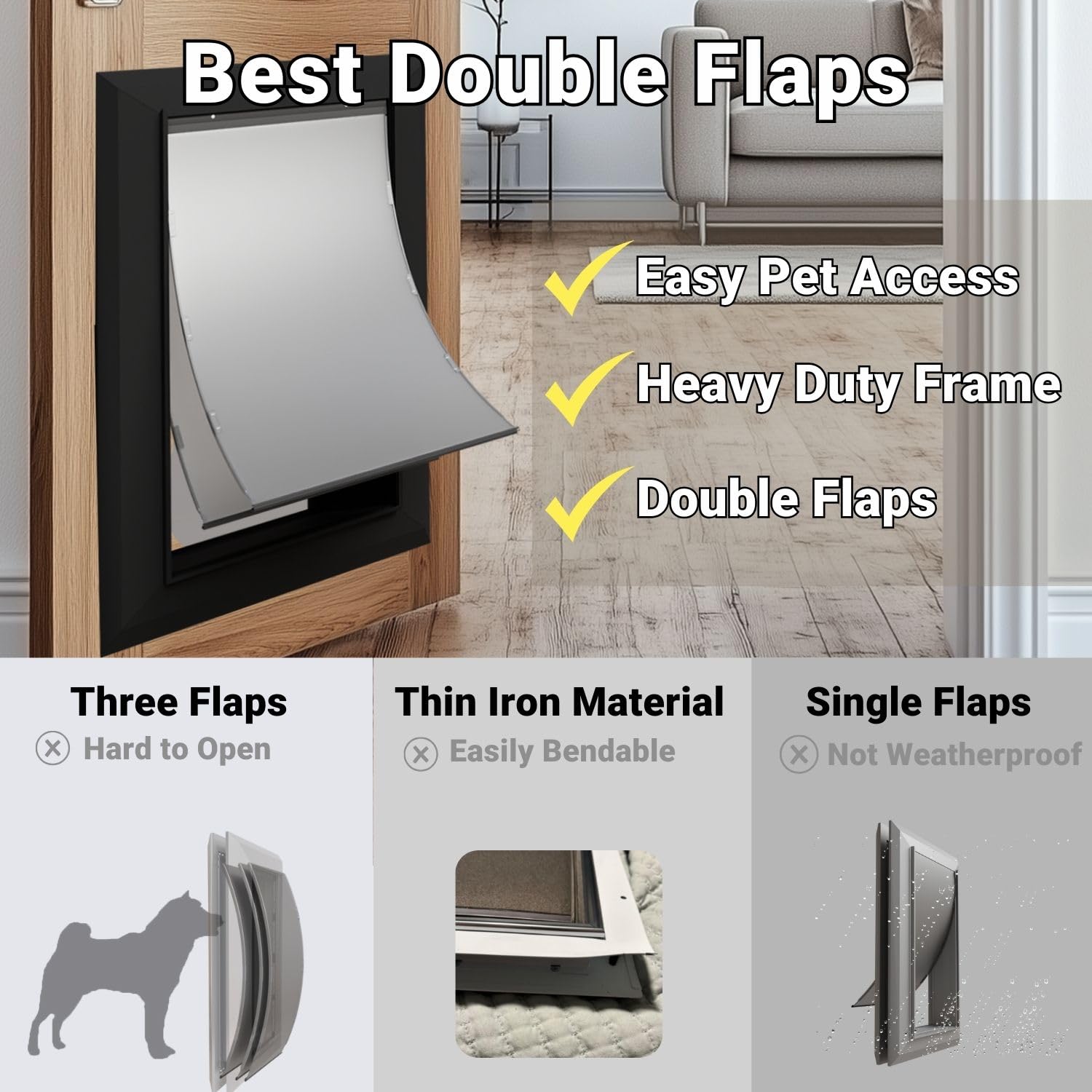CYBERGATE X-Large lockable-panel demonstrates secure, controlled pet access from indoors.