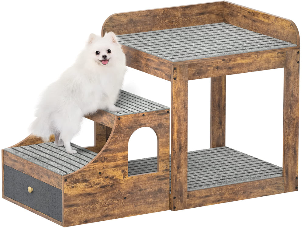 Cyclysio super large pet bunk bed with stairs enables easy access for cats.