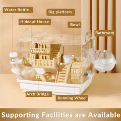 Cycodo 8in1 acrylic hamster cage top view highlights spacious two-tier layout for active small pets.