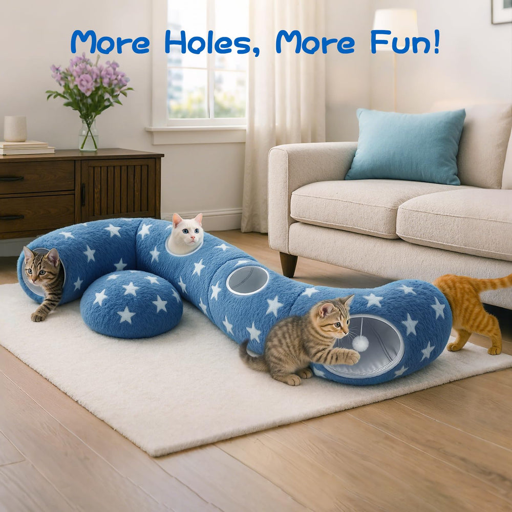 Cycodo Cat Tunnel Cushion with non-slip base supports comfy resting.