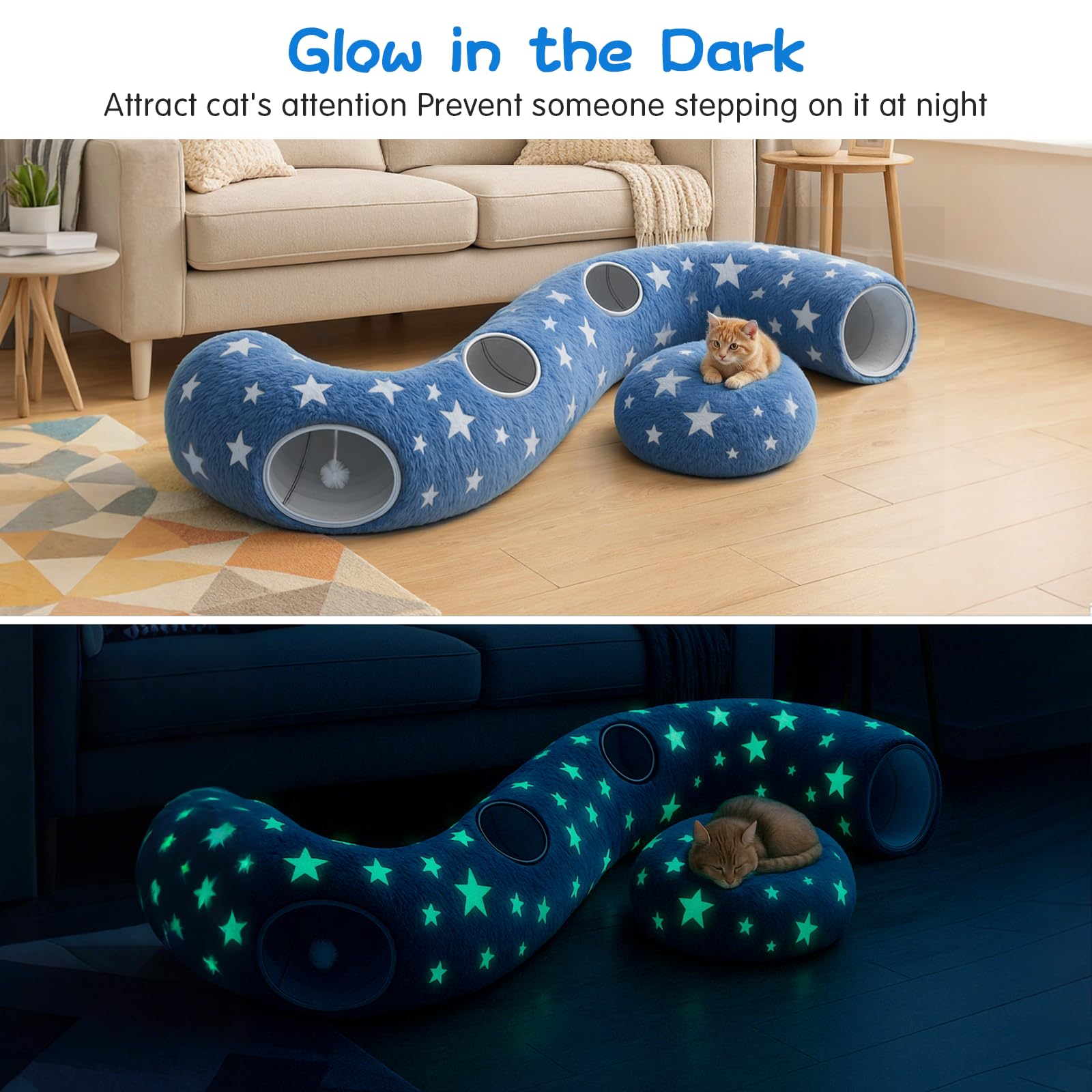 Cycodo Cat Tunnel Soft Flannel Exterior with durable interior for long-lasting fun.