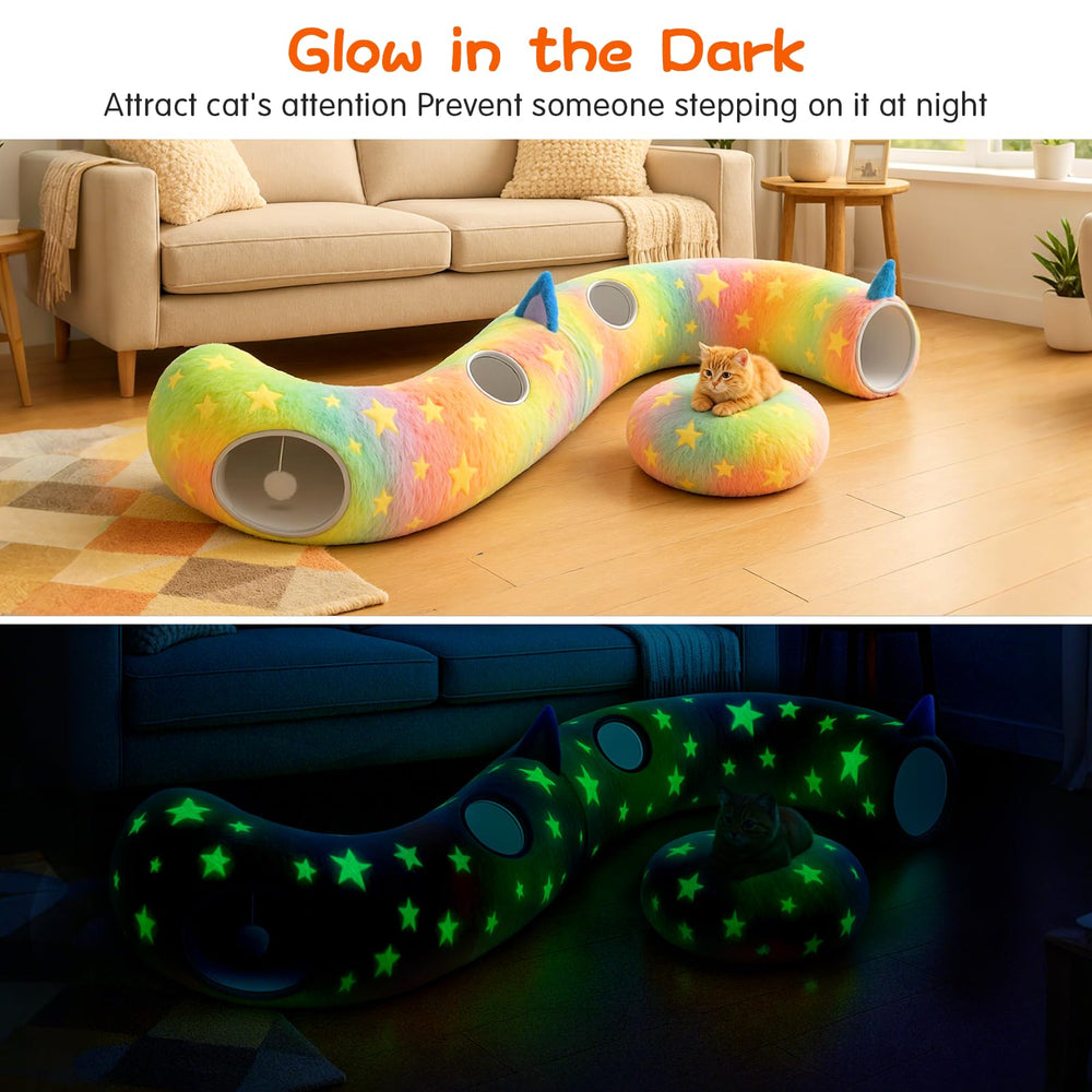 Cycodo glow-in-the-dark cat tunnel bed lights up nighttime curiosity