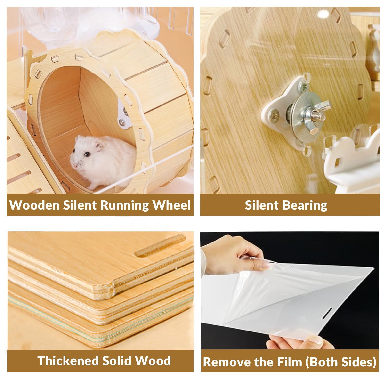 Cycodo wooden hamster hideout provides cozy daytime retreat and nesting comfort.