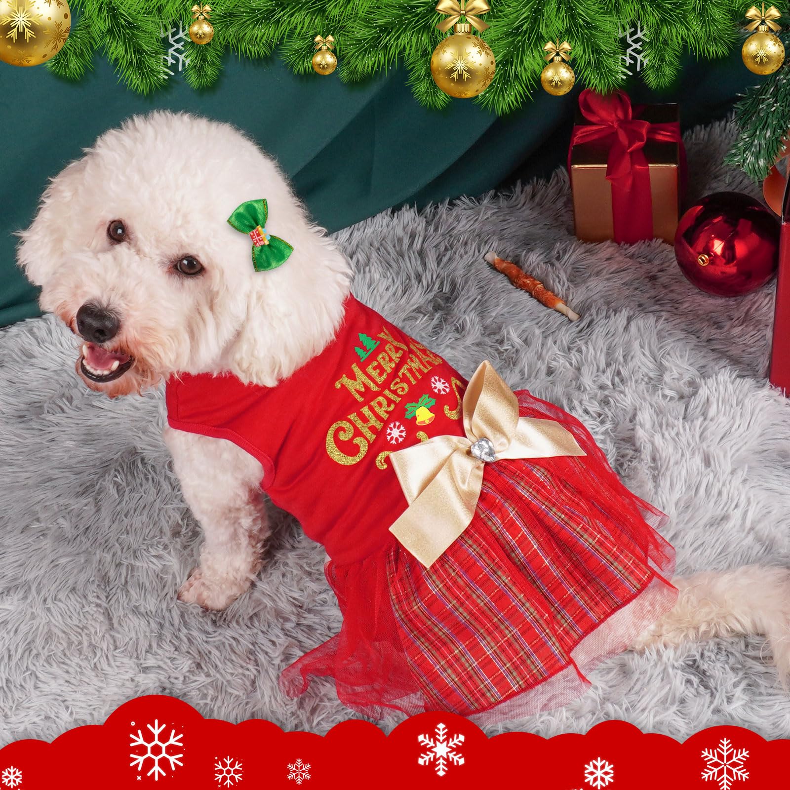 cyeollo plaid dress close-up with gold bowtie for stylish holiday look