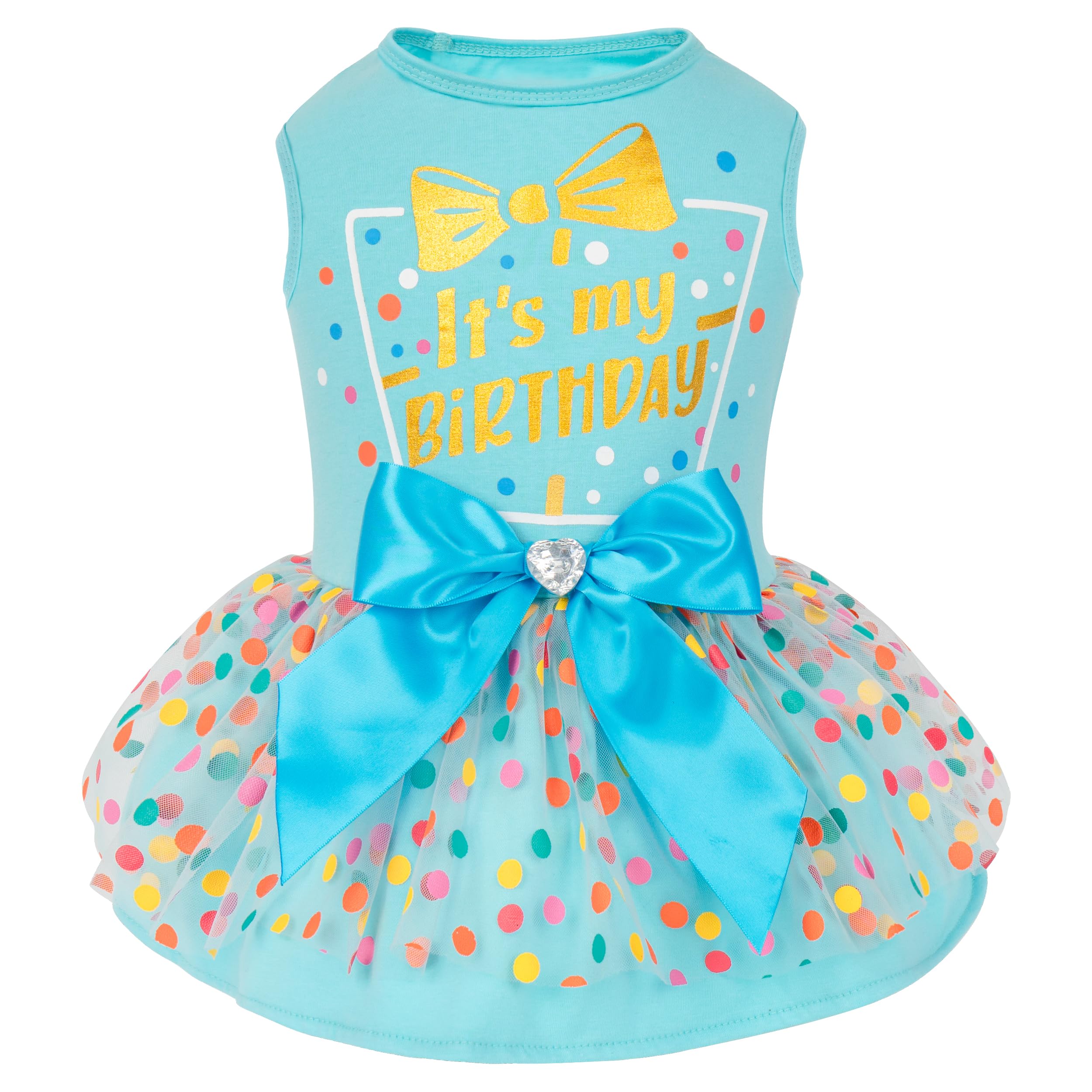 cyeollo dog birthday dress blue front view showcases breathable fabric for comfort