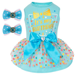 cyeollo blue-tulle dog birthday dress offers celebration-ready comfort