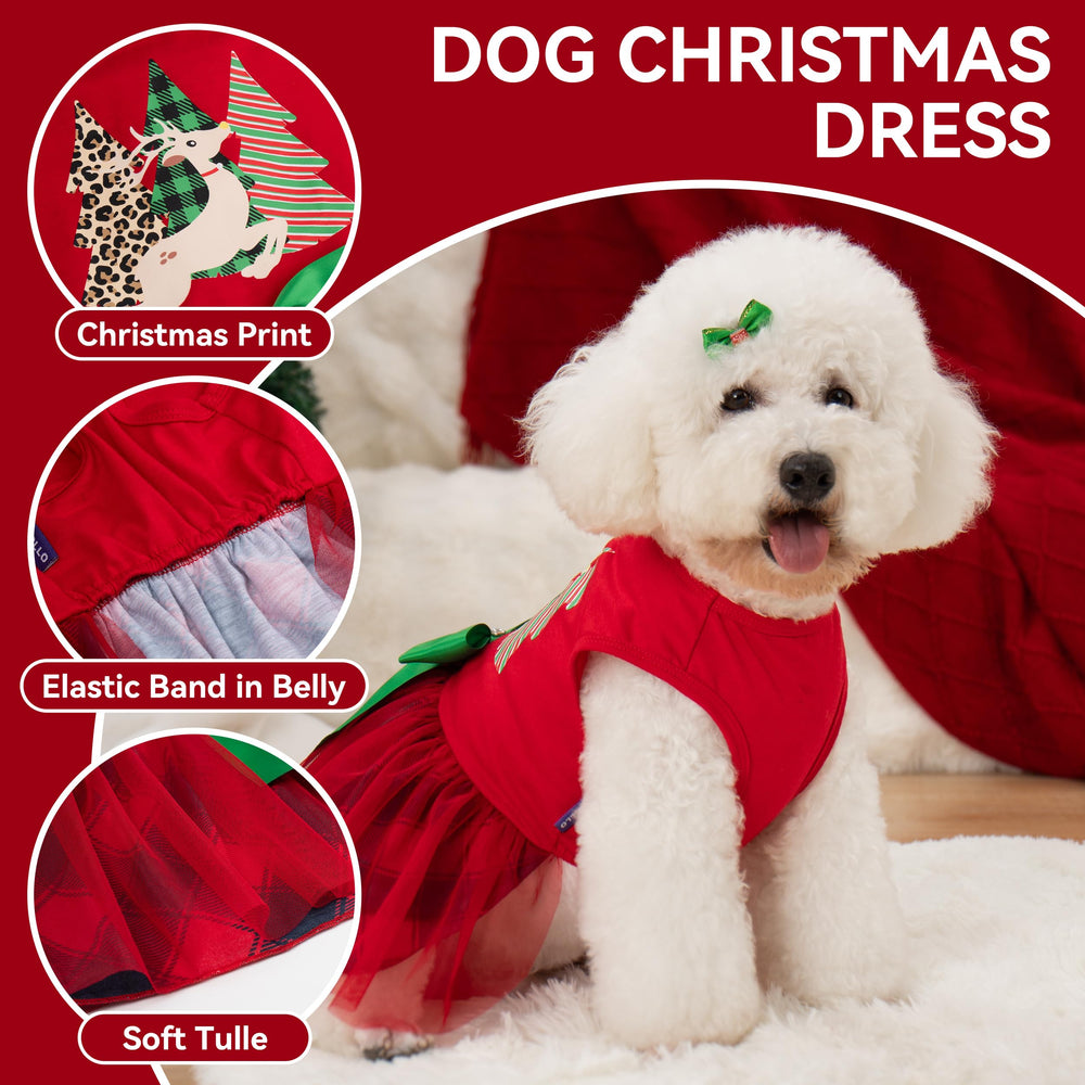 cyeollo dog christmas dress red m wearable during holiday photos and events