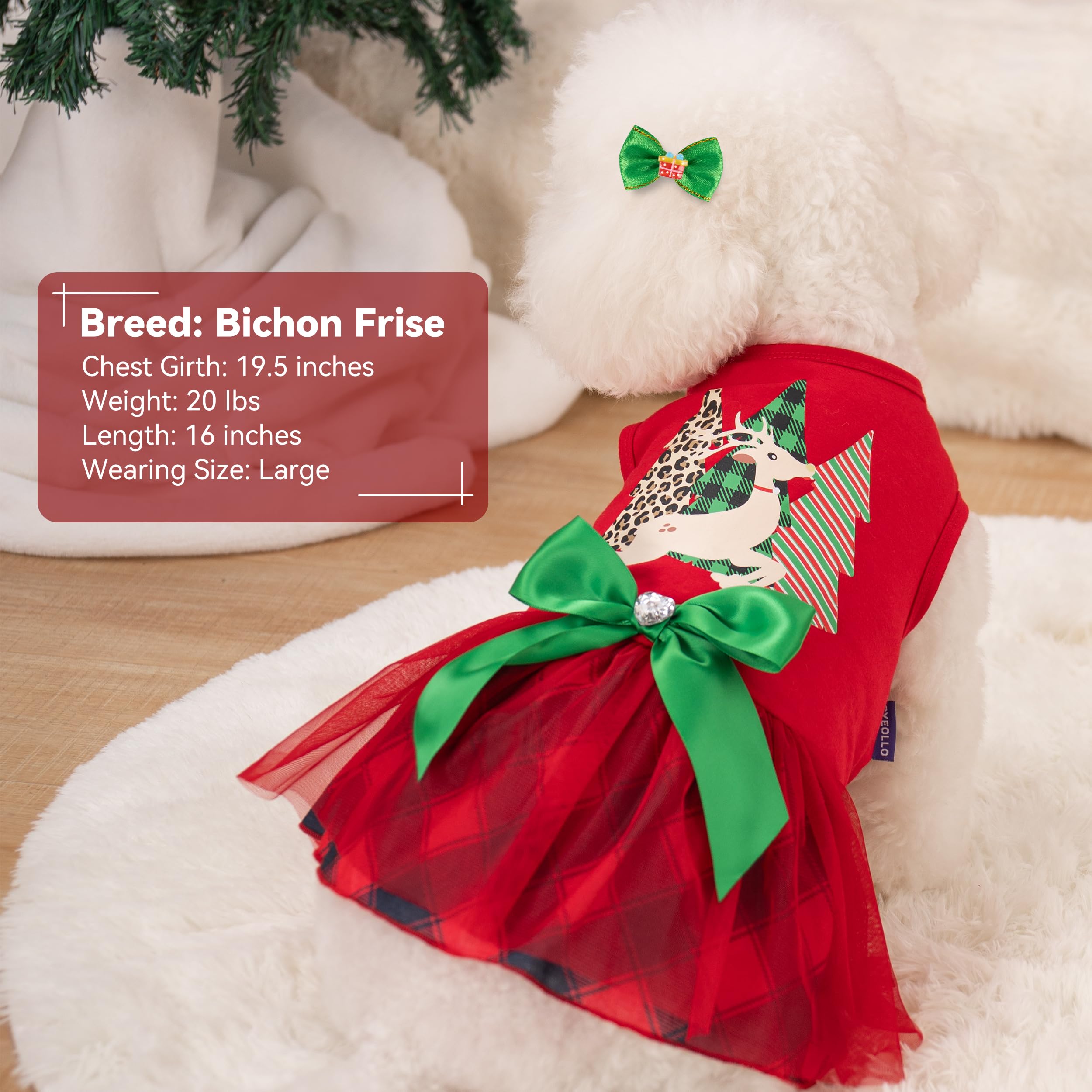 Cyeollo dog Christmas dress red XL care label for machine washing.
