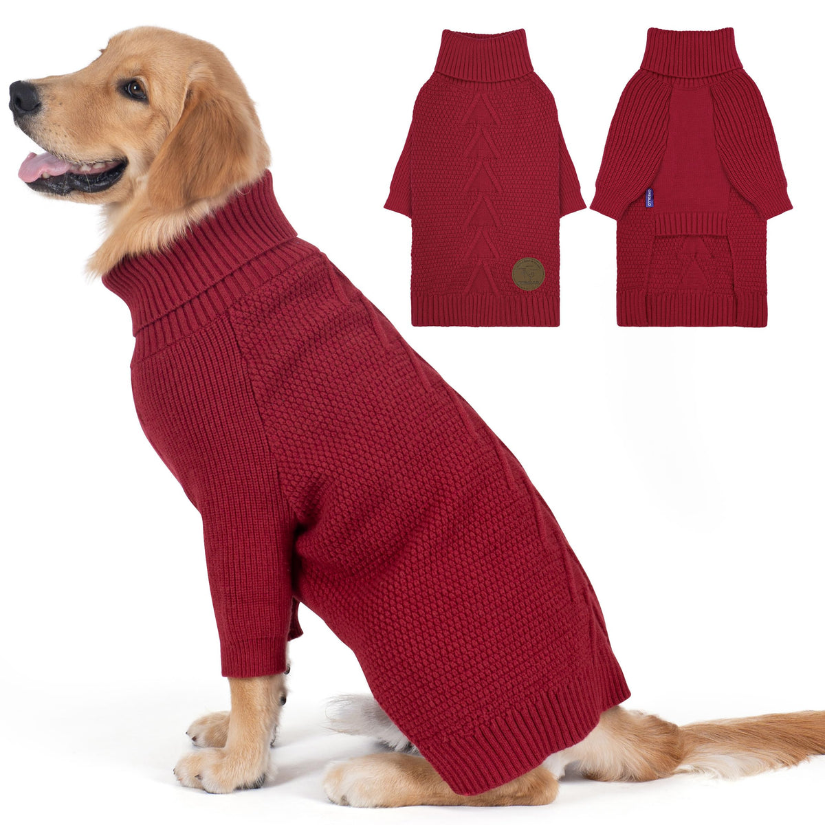 cyeollo dog christmas sweater burgundy 2xl keeps large dogs warm during winter walks