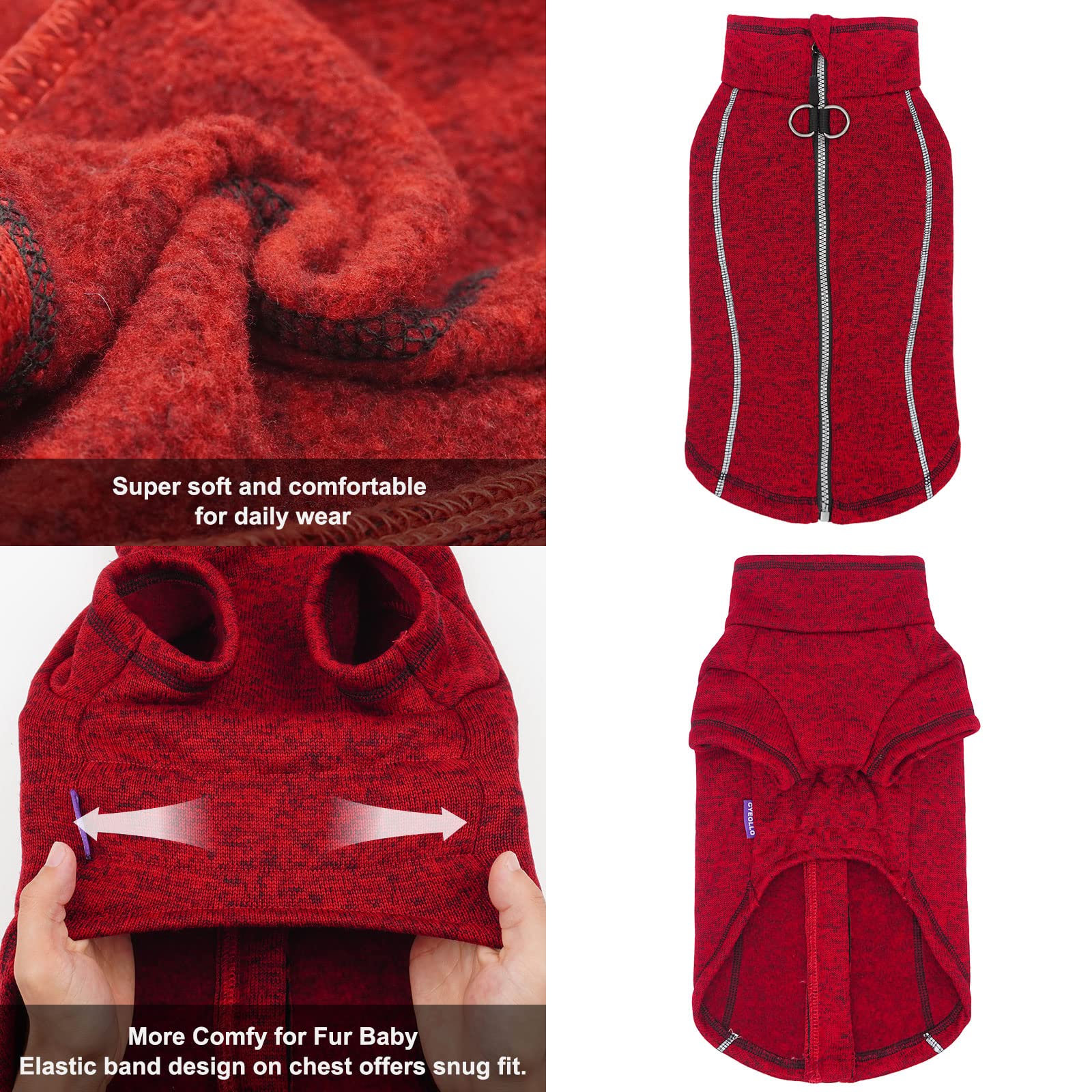 Cyeollo dual D-ring dog coat enables leash attachment without extra harness.