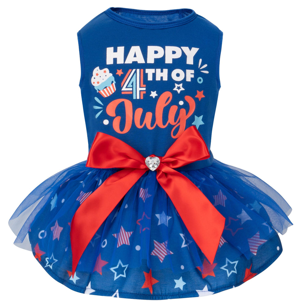 cyeollo dog dress blue on small dog for Independence Day photo shoot