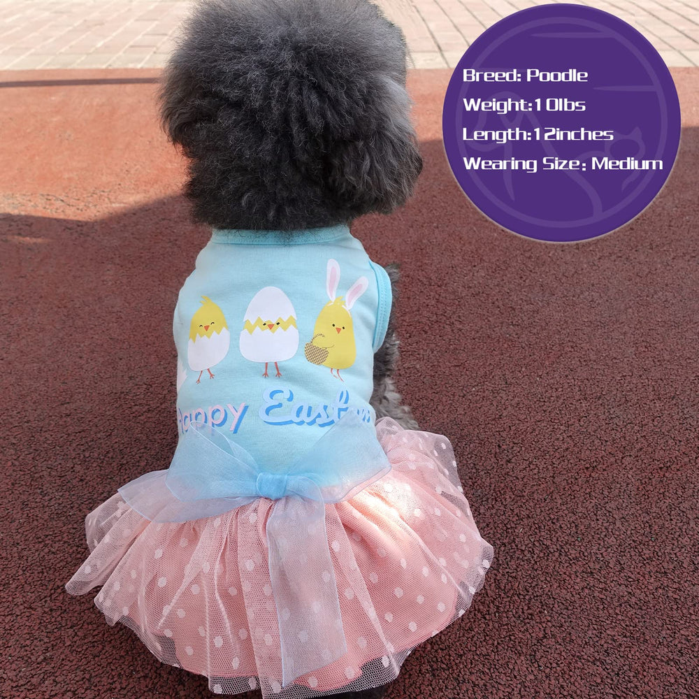 Cyeollo dog Easter dress back view highlights full outfit appeal for Easter photos.