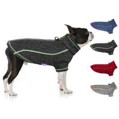 cyeollo dog fleece jacket with zipper closure enables quick on/off during chilly walks.