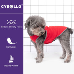cyeollo dog fleece sweater stretchy-material close-up demonstrates flexible movement