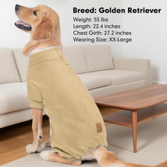 cyeollo dog pajamas beige side stretch showcases flexible fit for movement