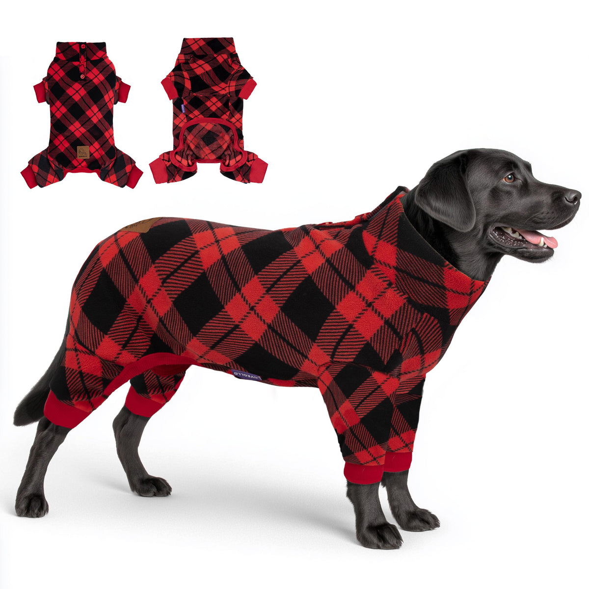 Cyeollo dog pajamas front view buffalo plaid warm 3XL
