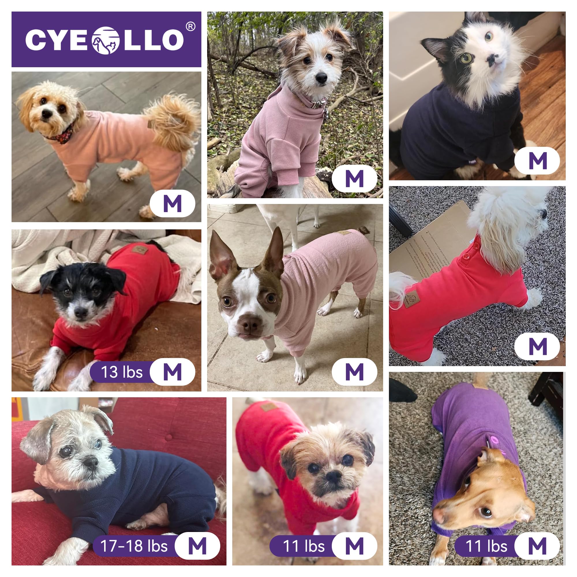 Cyeollo dog pajamas seven-size range helps fit every dog