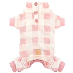 Cyeollo pink buffalo plaid dog pjs full outfit for cozy winter warmth