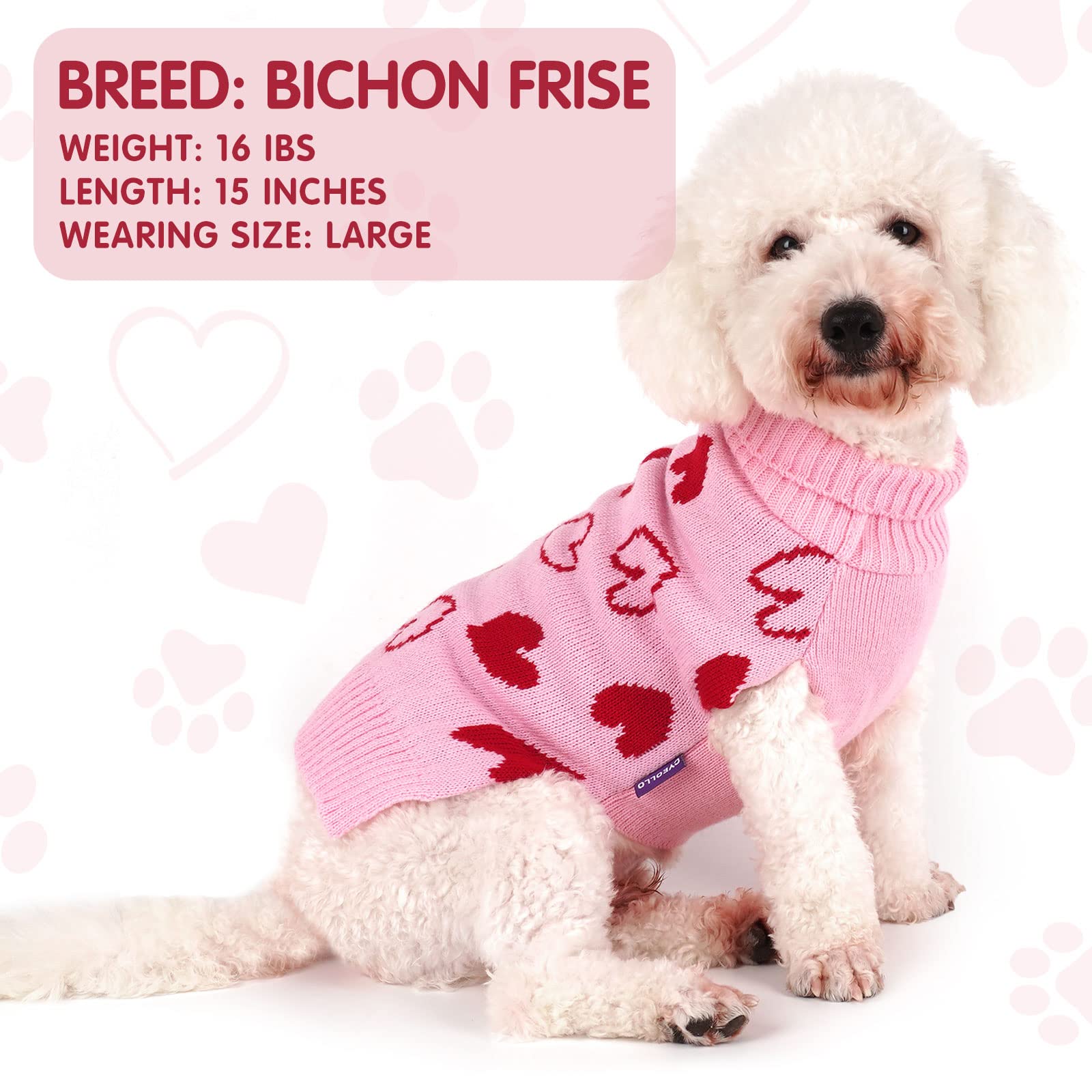 cyeollo dog sweater turtleneck pink front view keeps dogs warm on chilly days