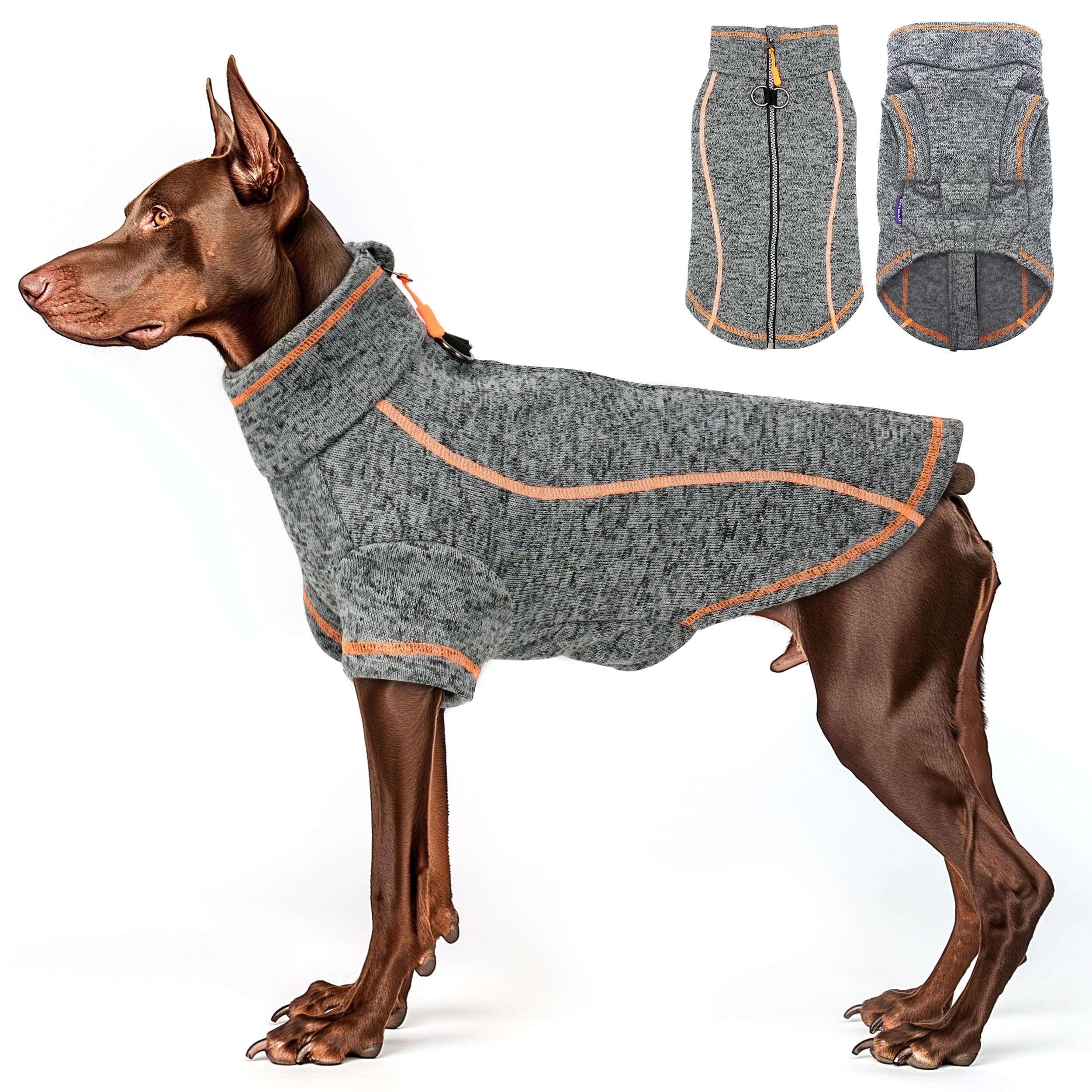cyeollo dog sweater shows quick on-off zipper closure for easy wear