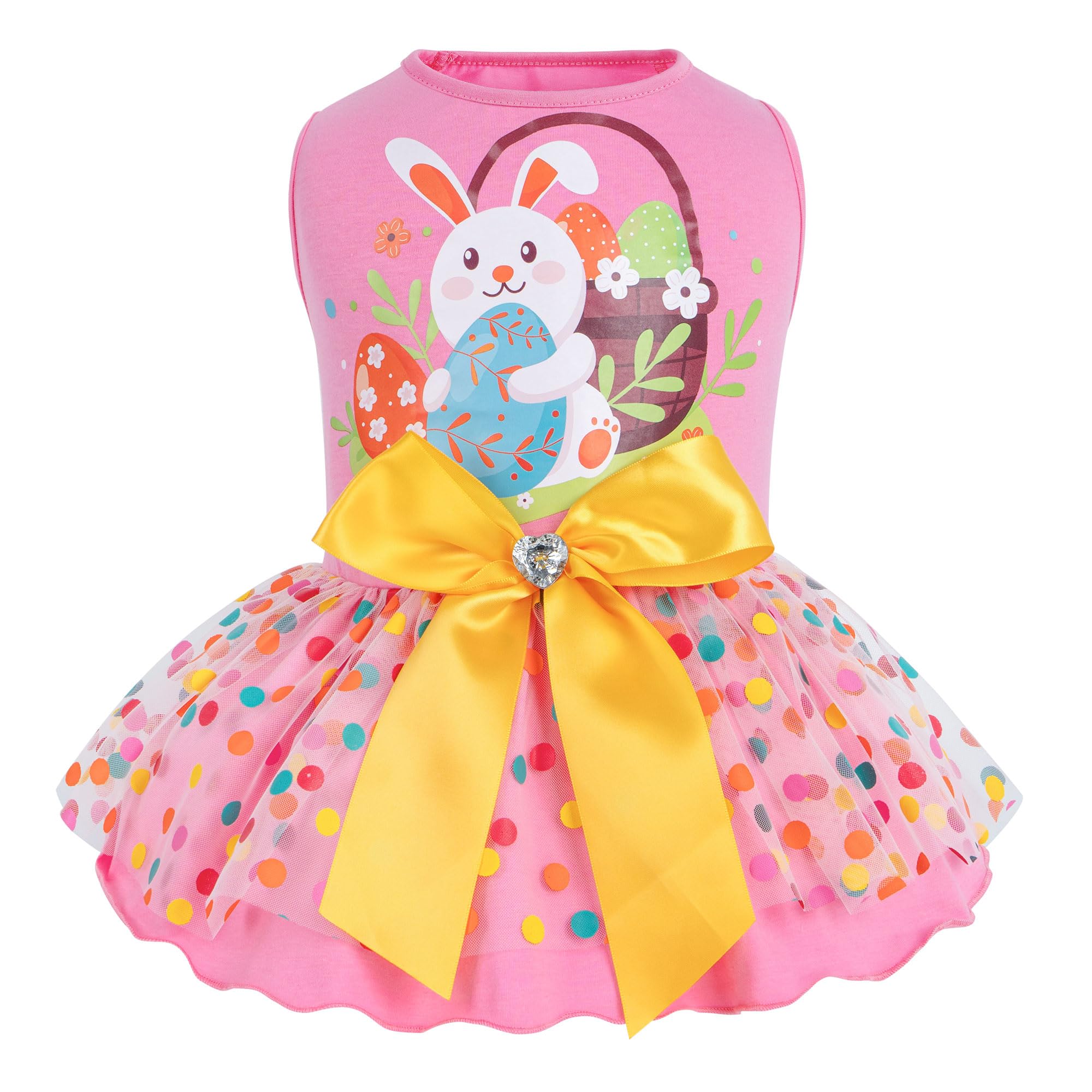 Cyeollo Easter Day dog dress with bunny print and pink color for festive photo shoots.