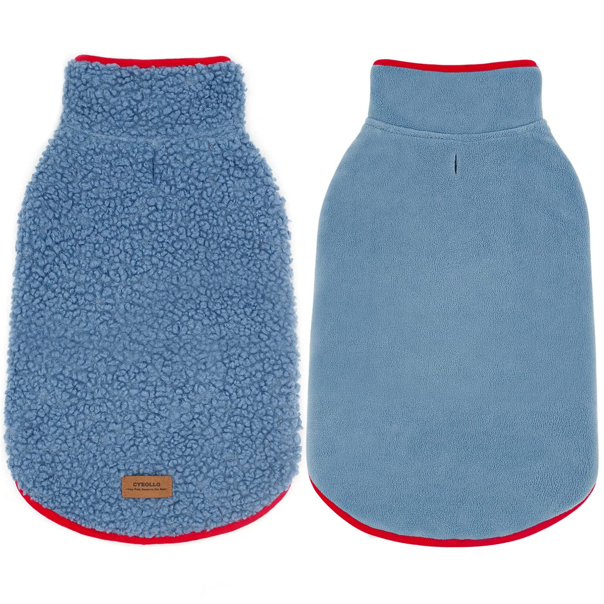 cyeollo fleece dog jacket blue xl front view for chilly walks