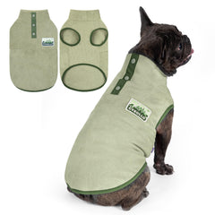 Cyeollo fleece dog sweater in green with a turtleneck for cozy warmth.