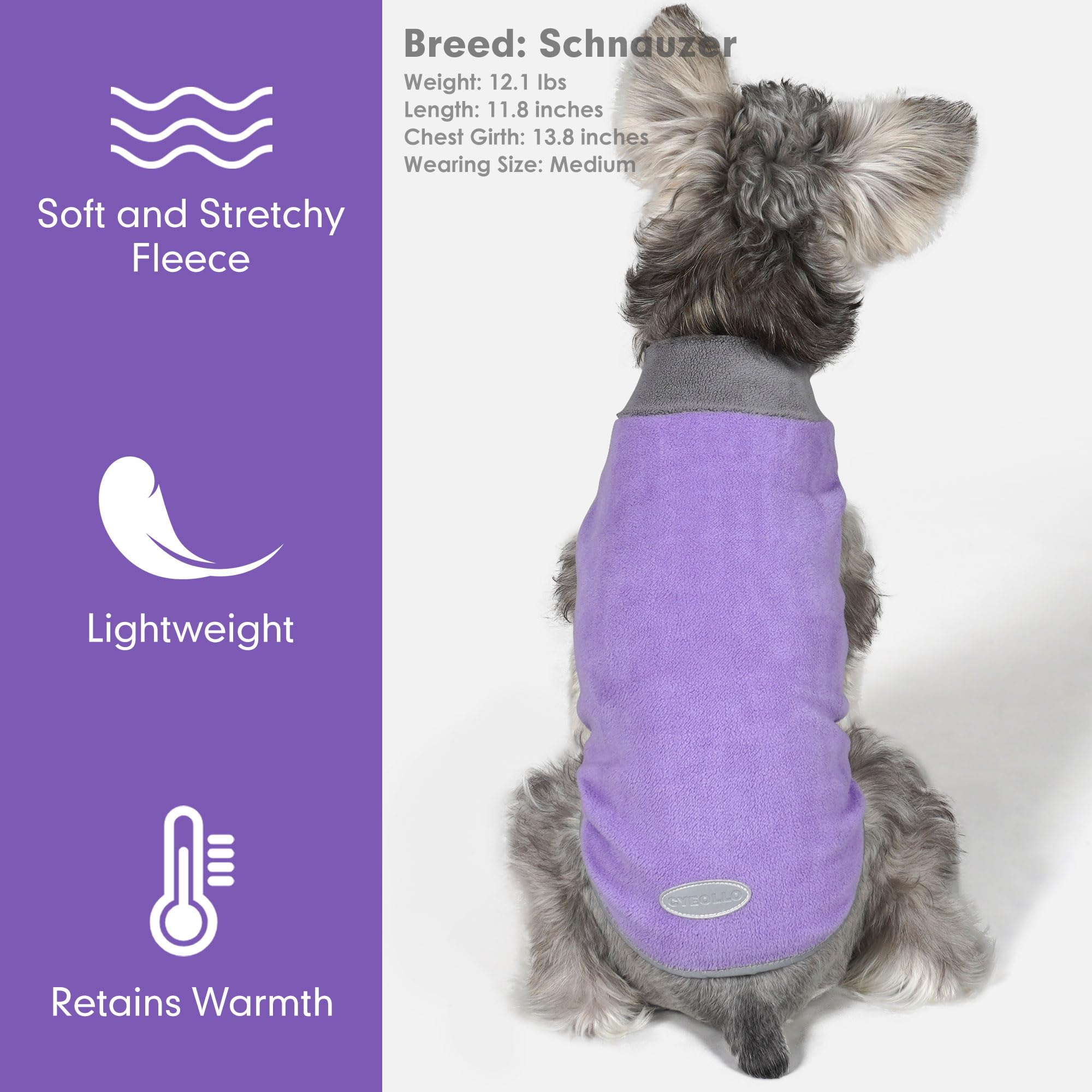 cyeollo size guide dog sweater chest and back measurements for proper fit.