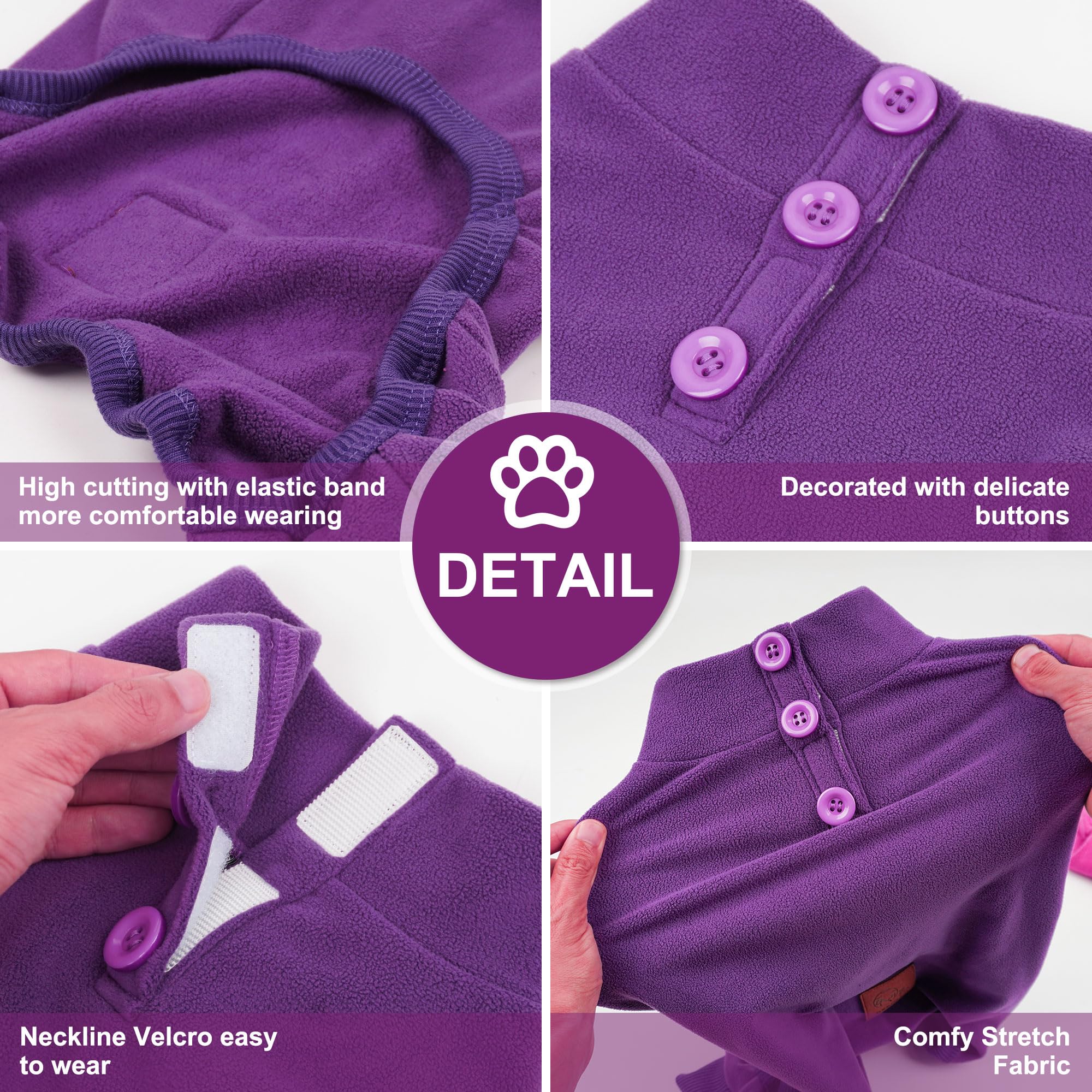 Cyeollo small dog pajamas purple cozy sleepwear use for indoor outdoor wear