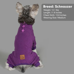 Cyeollo small dog pajamas purple stretchy fabric supports freedom of movement