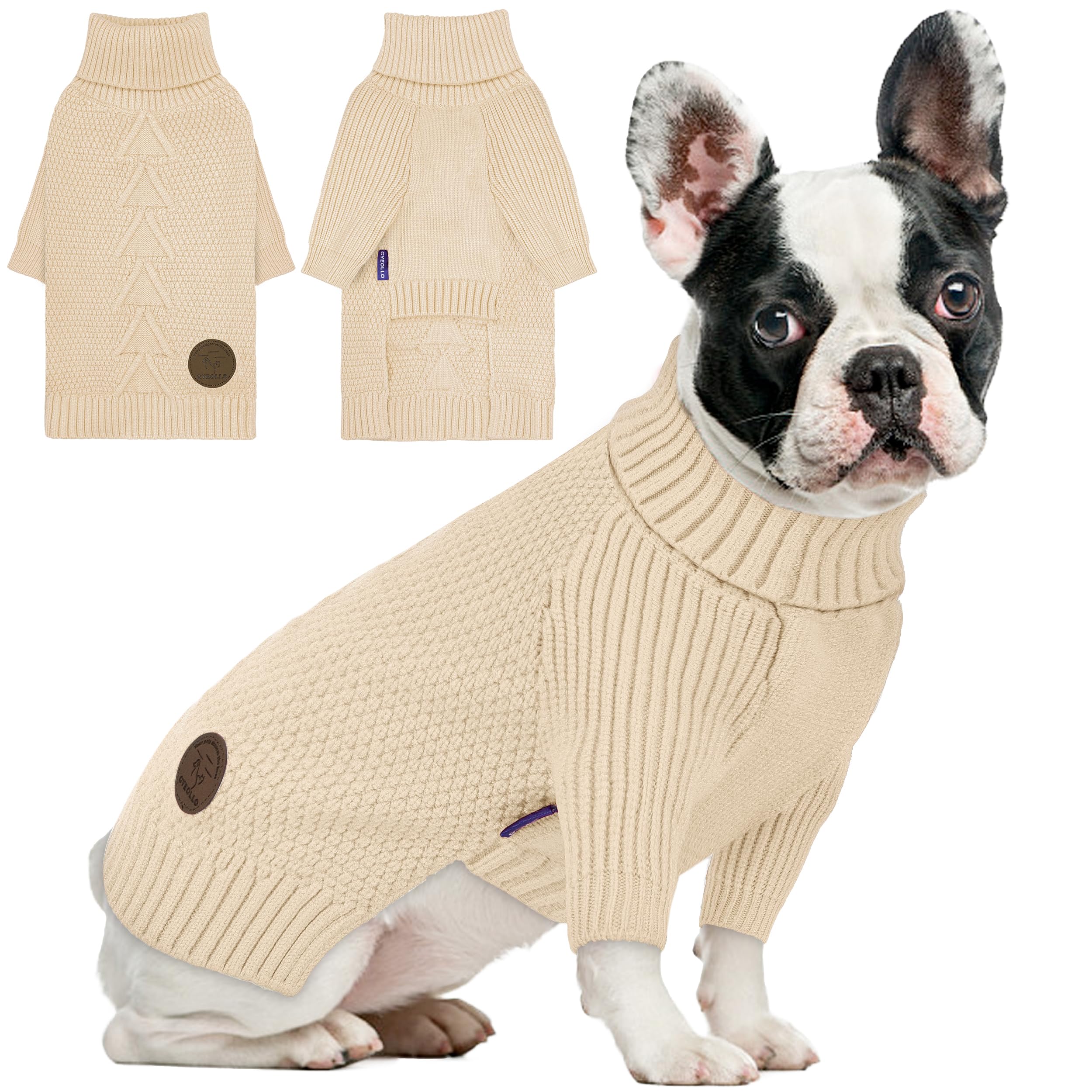 cyeollo small dog sweater front view for a cozy everyday fit during walks
