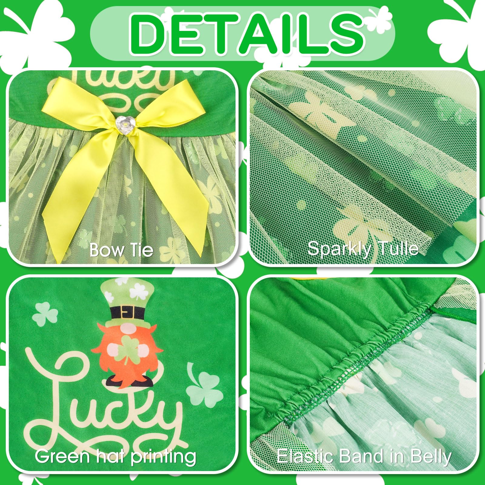 Cyeollo St. Patrick's Day dress rhinestone bow adds cute sparkle