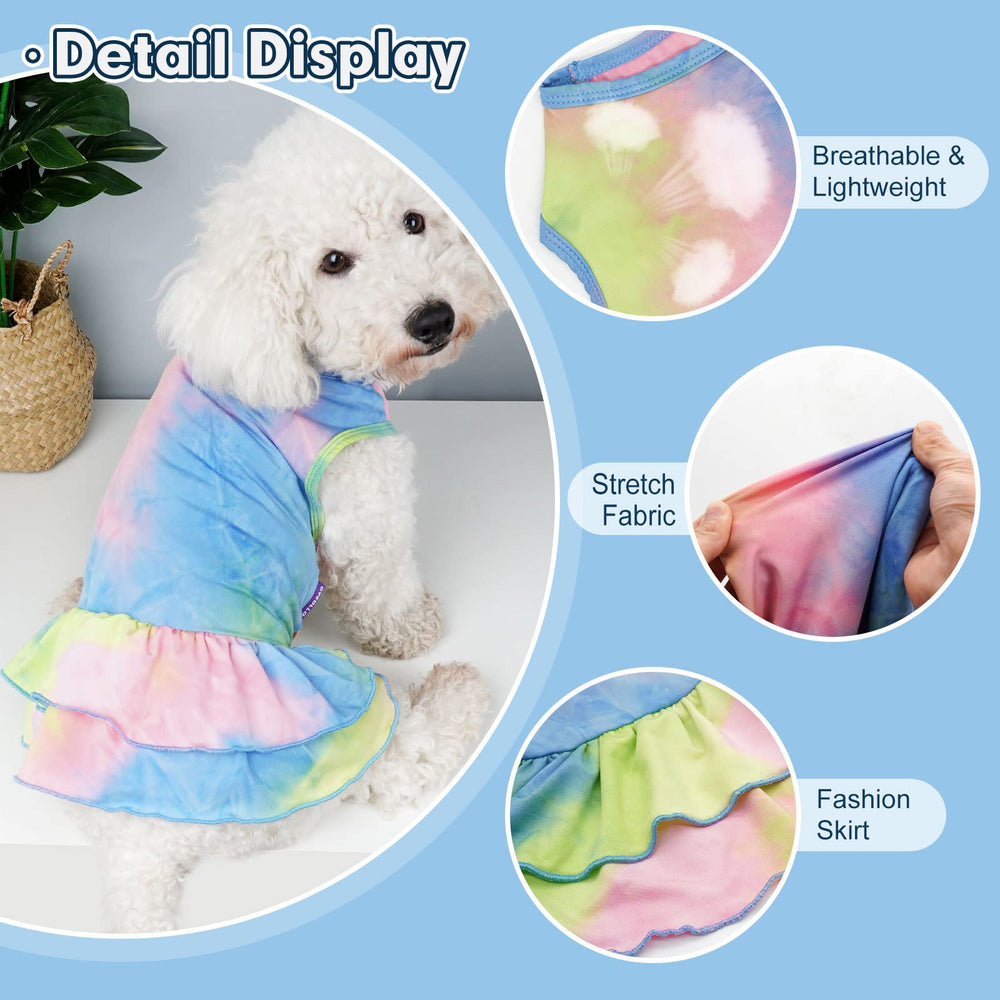 Cyeollo tie-dye dog dress side view, perfect for park outings.
