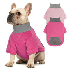 Cyeollo two-pack fleece dog sweater pink offers cozy warmth for chilly indoor days.
