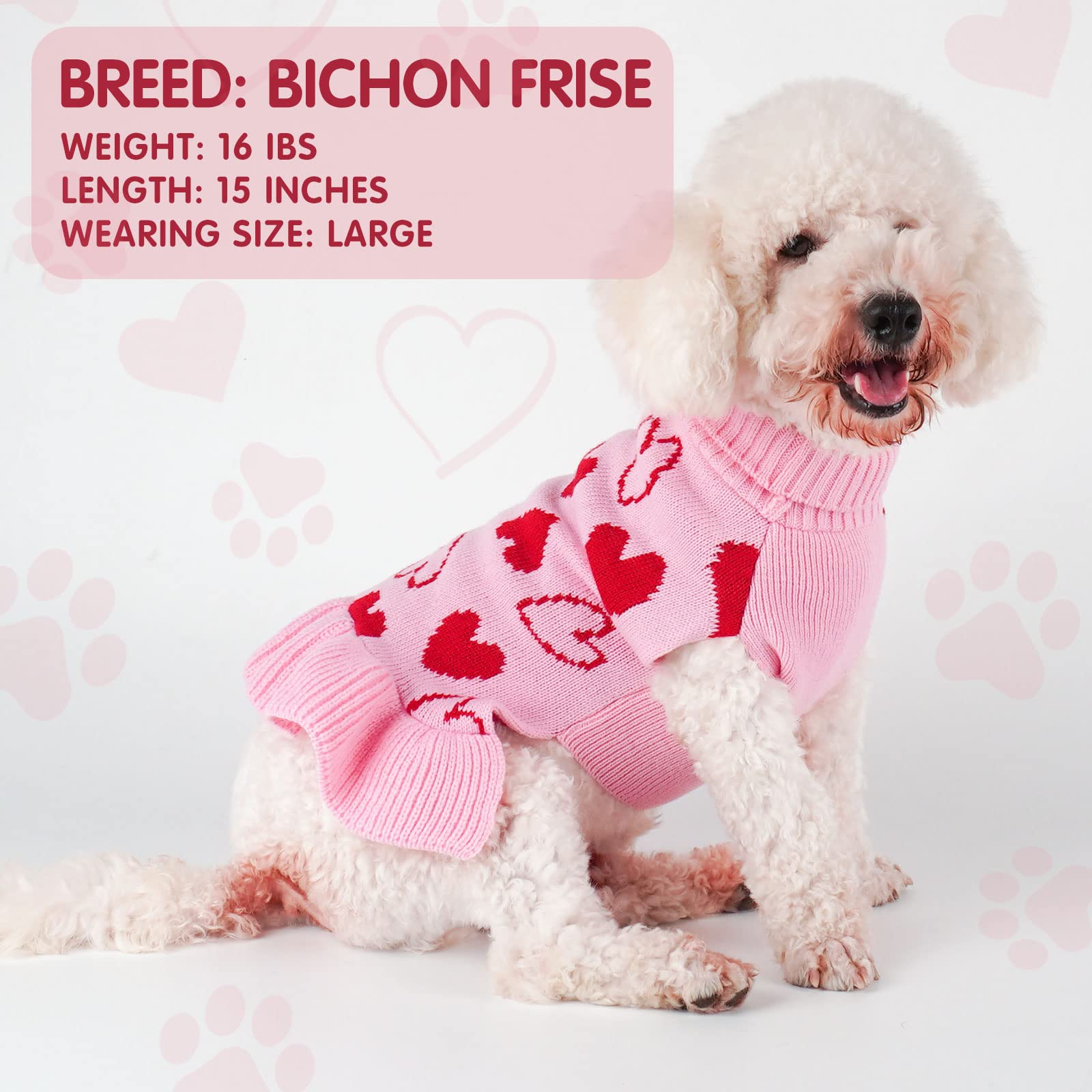 cyeollo Valentine dog sweater dress knit texture closeup highlights soft warmth