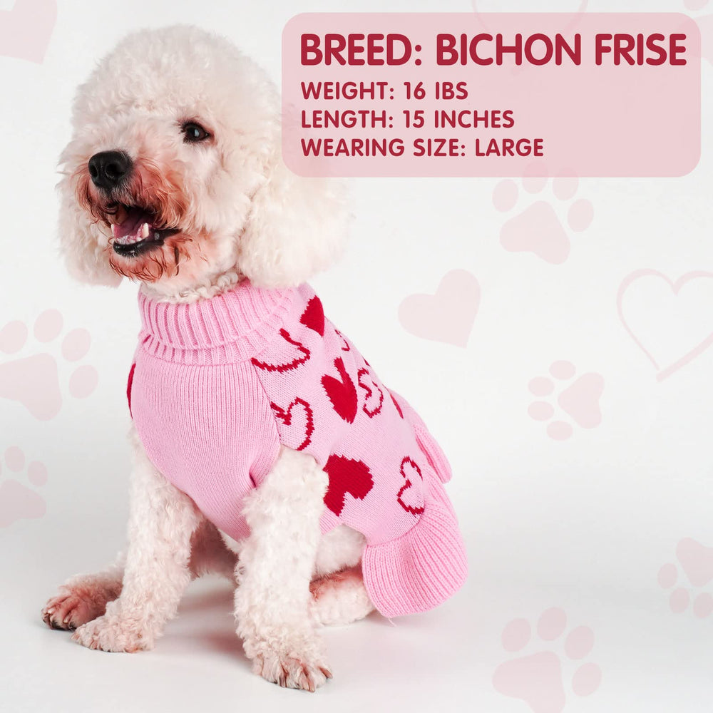 cyeollo Valentine dog sweater dress size chart image shows six available sizes
