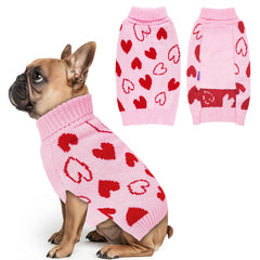 cyeollo valentines day dog sweater heart pattern pink for cozy festive walks