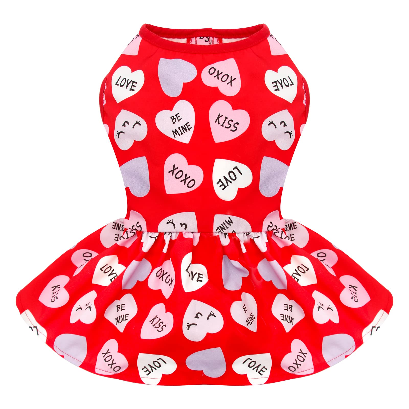 Cyeollo Valentines heart-pattern dress front view, photo-ready festive look.