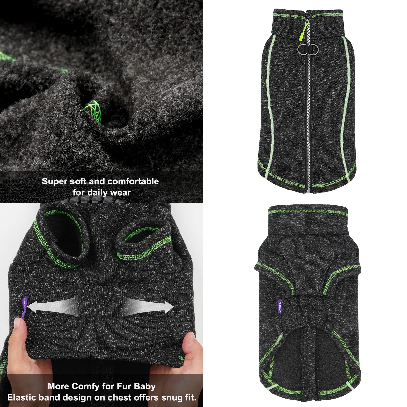 cyeollo warm dog coat features a plush fleece lining for chilly days.