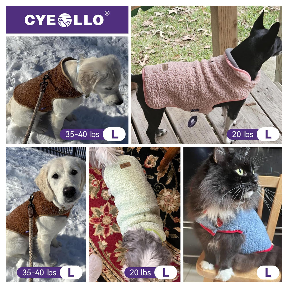 cyeollo warm dog coat sherpa chest-adjustment strap for easy on/off