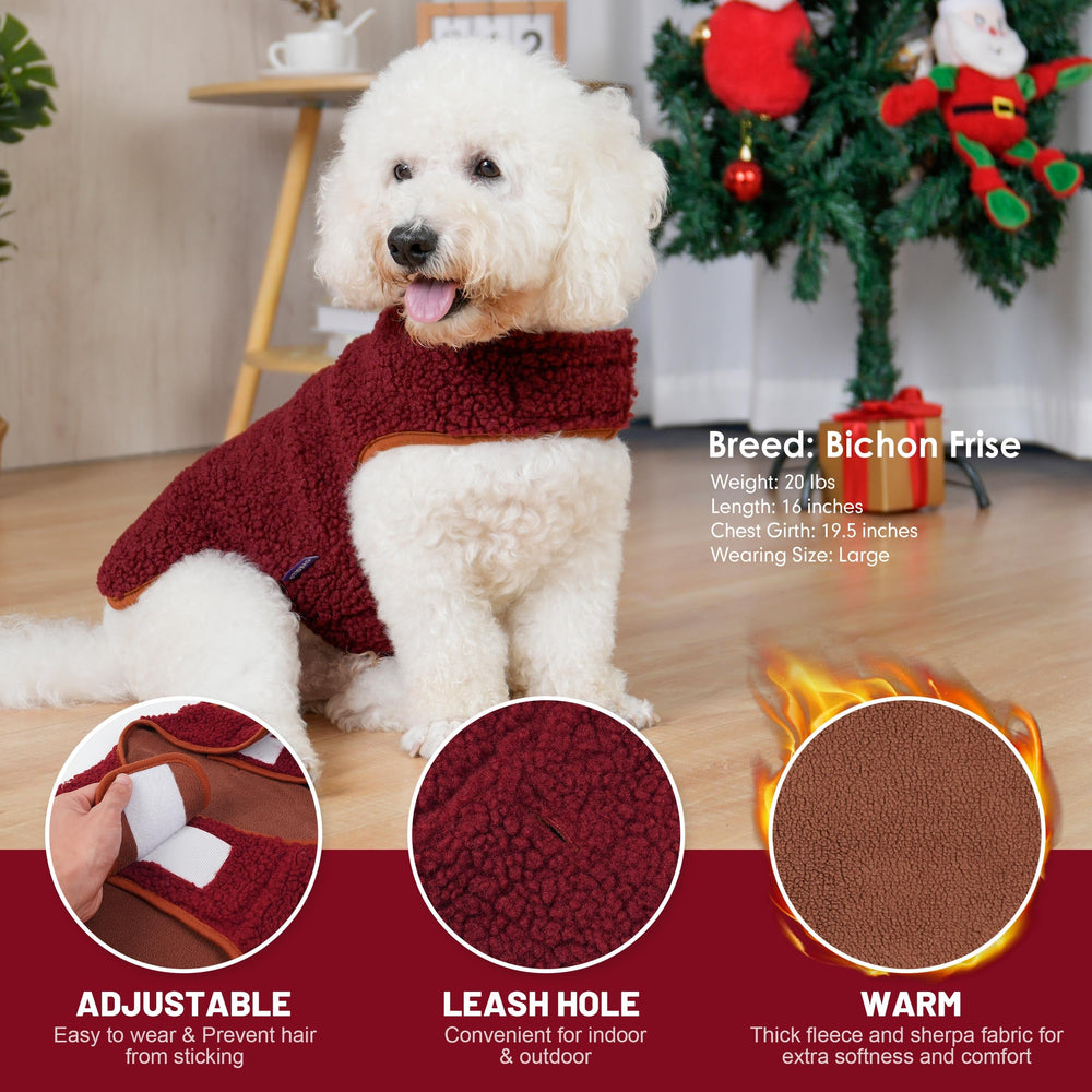 cyeollo warm dog coat sherpa leash-hole design for secure outdoor walks
