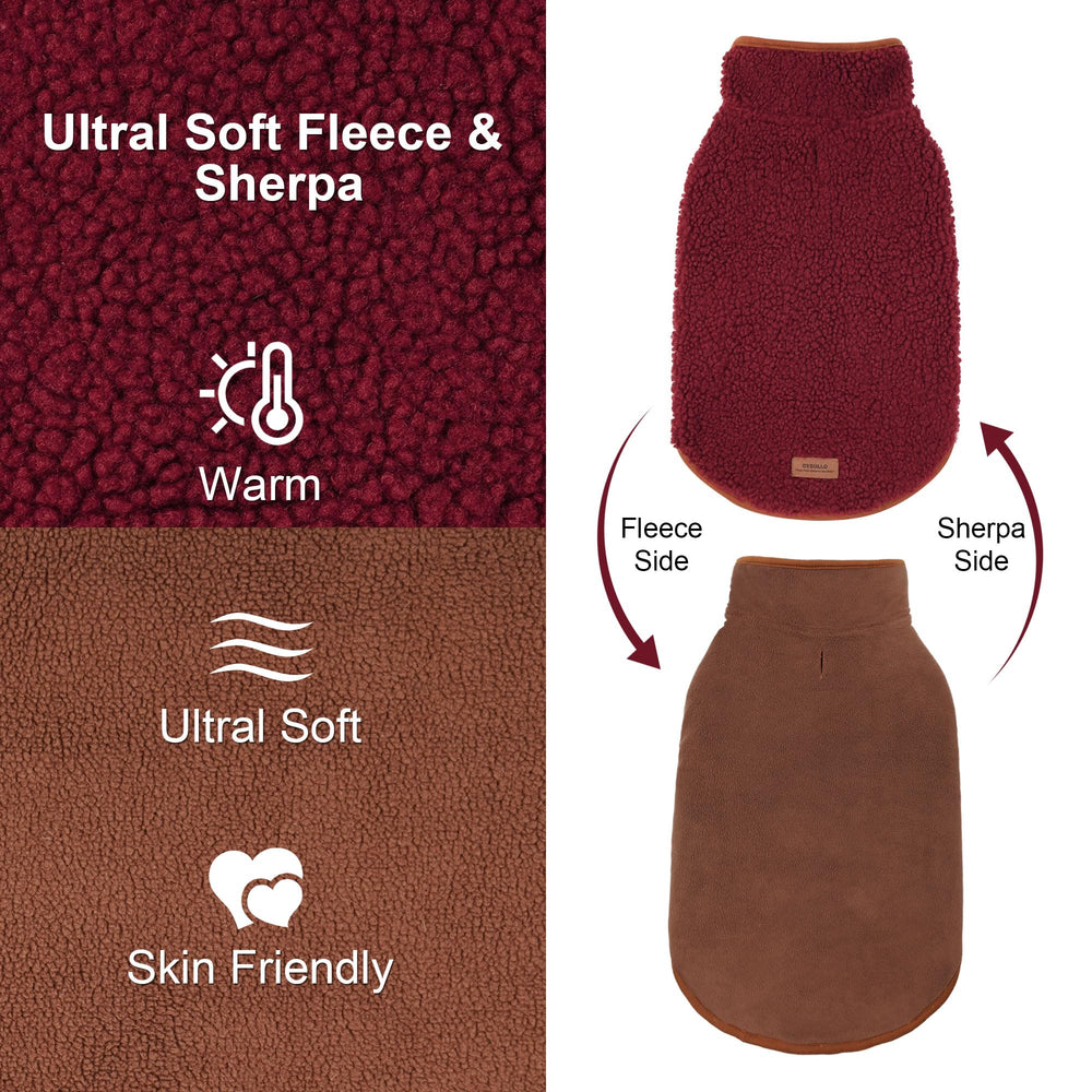 cyeollo warm dog coat sherpa reversible inside reveals two stylish sides
